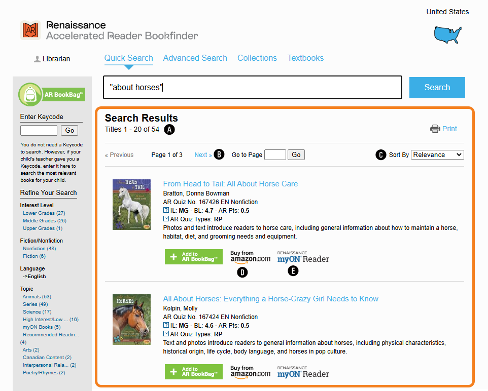 Viewing Search Results Accelerated Reader