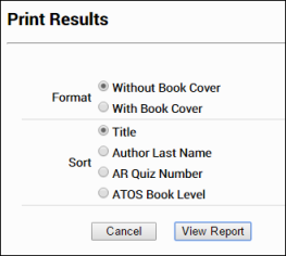 the options on the Print Results page