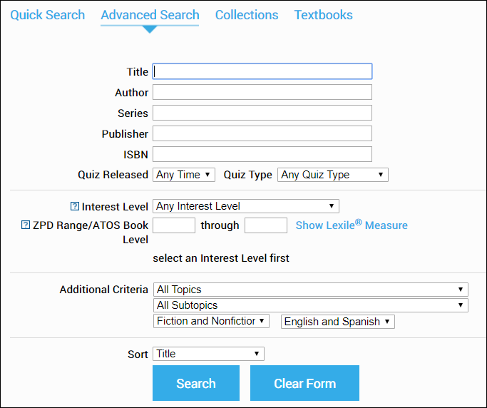 the Advanced Search page