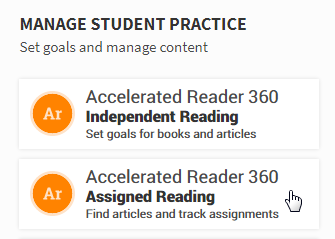 select Accelerated Reader 360 Assigned Reading