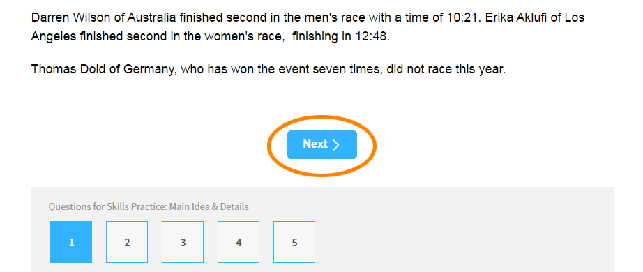 the Next button at the bottom of the page