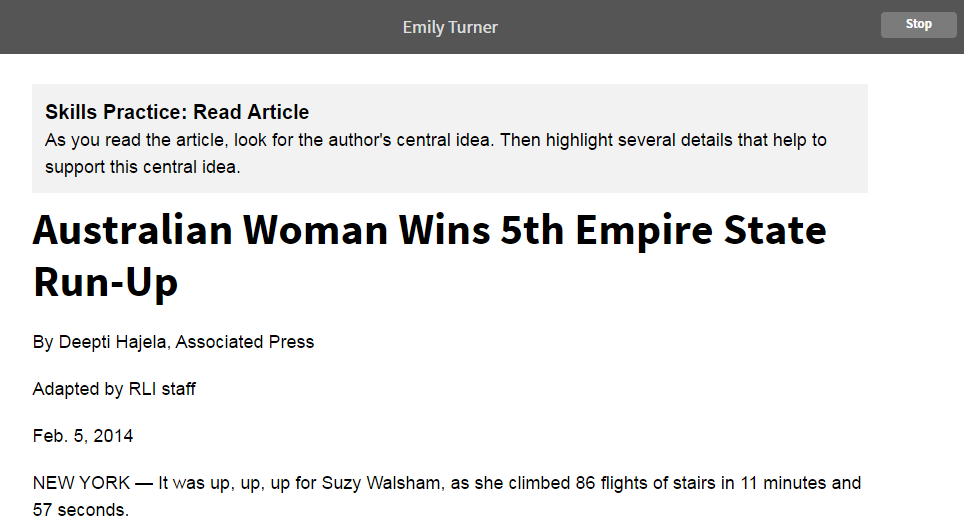 example of an assignment being previewed
