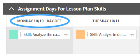 example of a day off shown in the schedule
