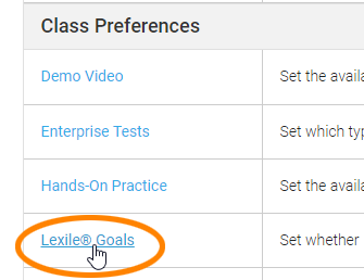 select Lexile Goals