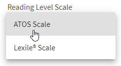 the Reading Level Scale drop-down list