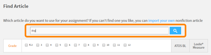 the search field and magnifying glass with a search term entered