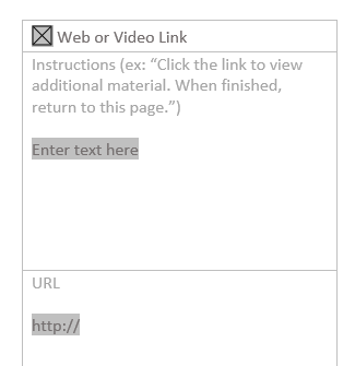 the fields for a Web or Video Link item