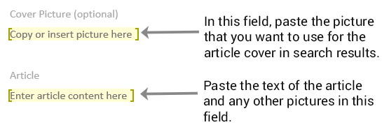 the Cover Picture and Article fields in the file