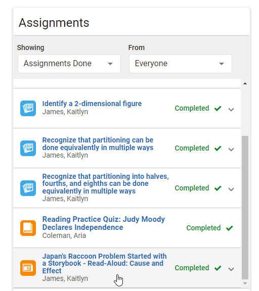 all assignments completed