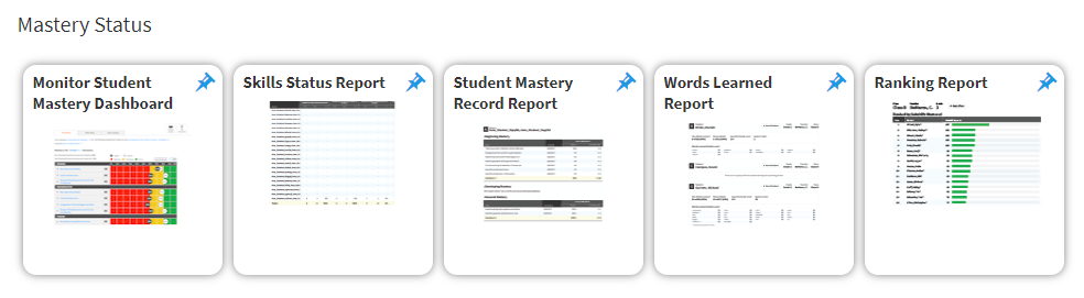 reports under Mastery Status