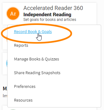 select Accelerated Reader, then Record Book and Goals