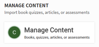 the Manage Content tile on the Home page