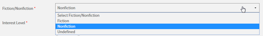 the Fiction/Nonfiction drop-down list