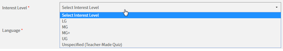 the Interest Level drop-down list