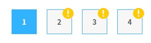 the item numbers with an exclamation point over items you have not scored