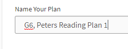 example of a plan name entered in the field
