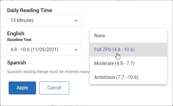 example of the Average Book Level drop-down list in the Goal Calculator