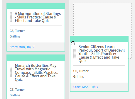 example showing an assignment being moved to another day