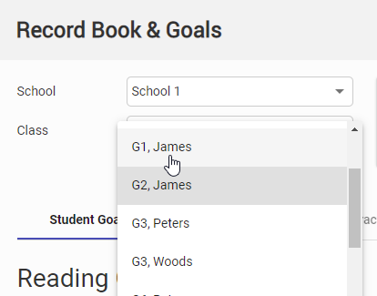 use the drop-down lists to select the school and class