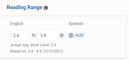 edit the numbers in the reading range or select Add and enter a range if one has not been set