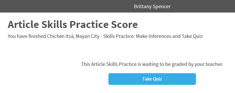 the Take Quiz button