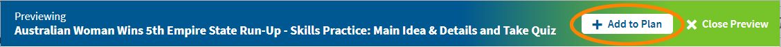 the Add to Plan button in preview