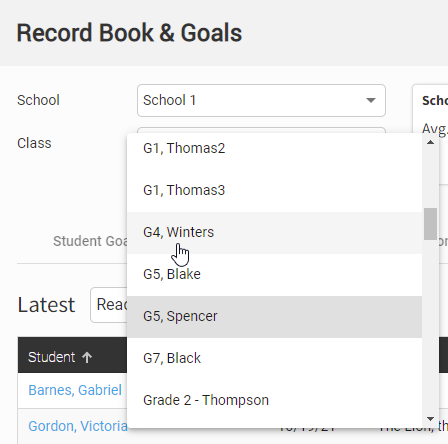 use the Class drop-down list to choose the class