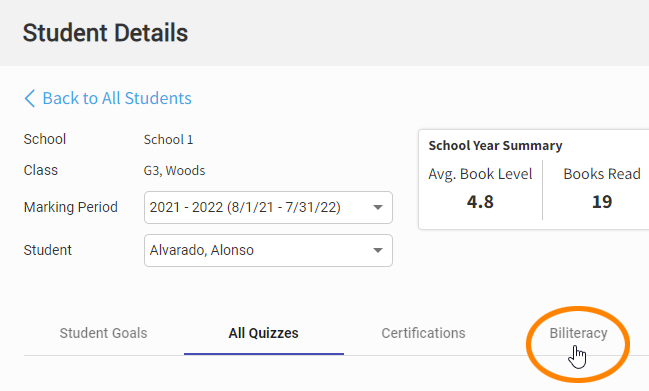 select the Biliteracy tab