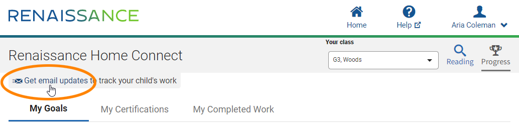 Get Email updates link in Home Connect