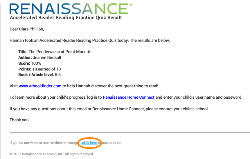 unsubscribe link