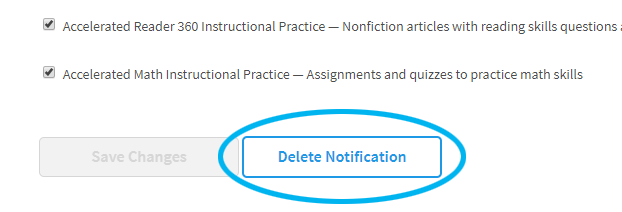 the Delete Notification button