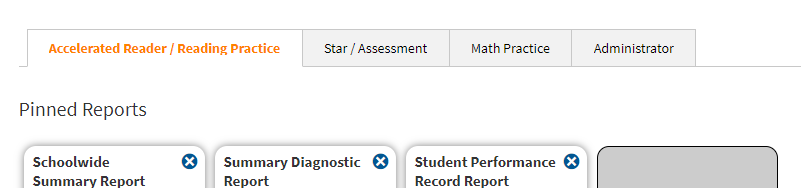 the Accelerated Reader / Reading Practice tab
