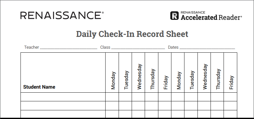 Daily Check-In Record Sheet