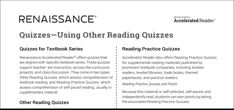 Quizzes - Using Other Reading Quizzes