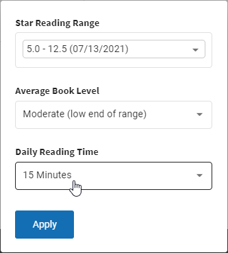 use the last drop-down list to set the expected daily reading time