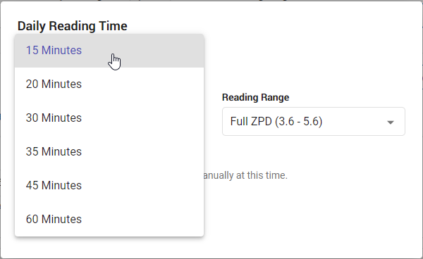 select the daily reading time