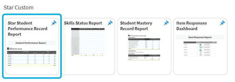 the Star Student Performance Record Report tile
