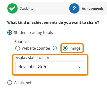 the Image option with the Display Statistics For drop-down list