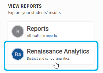 the Renaissance Analytics tile on the Home page