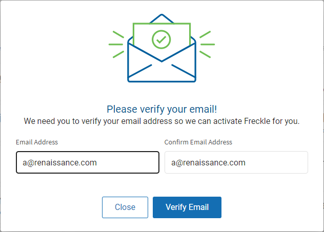 the Freckle Verify Email message