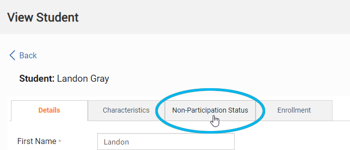 select the Non-Participation Status tab