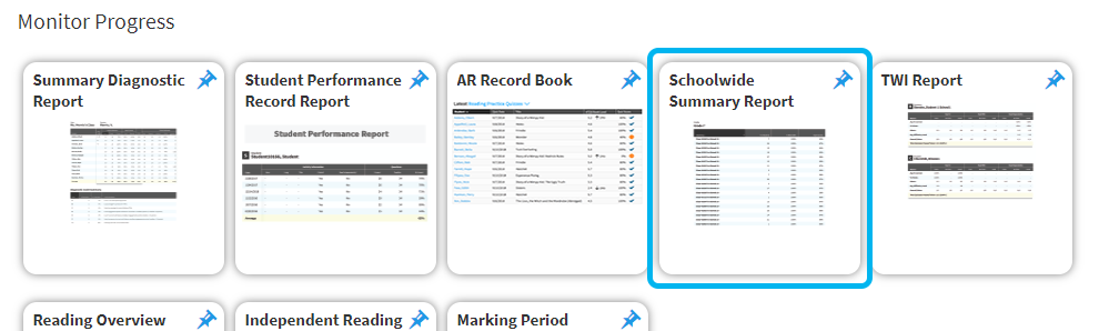 the Schoolwide Summary Report tile