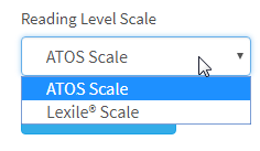the Reading Level Scale drop-down list