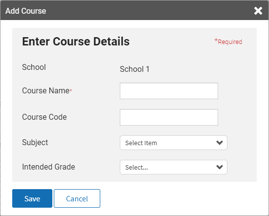 the Enter Course Details window with fields for course information