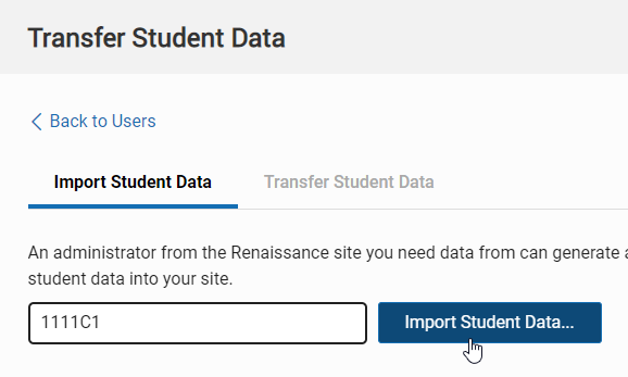 the code field and the Import Student Data button