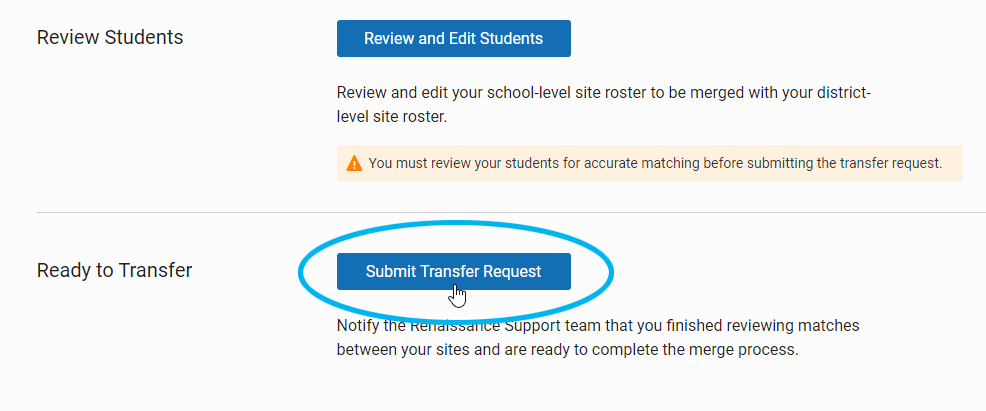 the Submit Transfer Request button