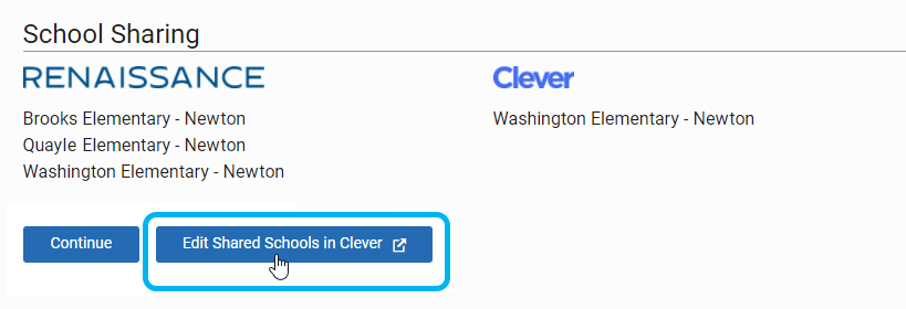 the Edit Shared Schools in Clever button