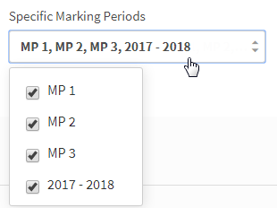 the Specific Marking Periods drop-down list