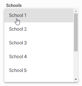 the Schools drop-down list