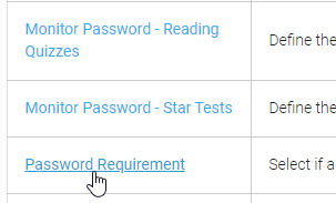 under the Class Preferences, select Password Requirement